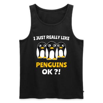 Pinguin Ich mag Pinguine Sprüche - Männer Premium Bio Tank Top - Schwarz - Vorne - Michal (187cm)