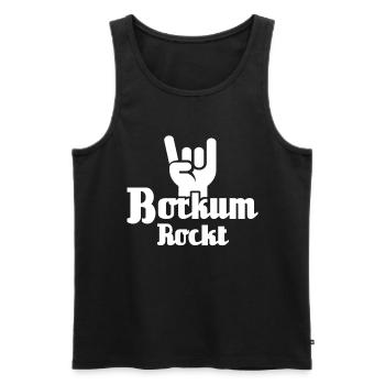 Borkum Rockt Nordseeinsel Rocker - Männer Premium Bio Tank Top - Schwarz - Vorne - Michal (187cm)