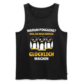 Pinguine Sprüche Pinguin Motiv - Männer Premium Bio Tank Top - Schwarz - Vorne - Michal (187cm)