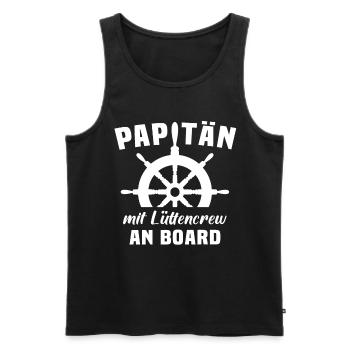 Papitän Papa Kapitän - Männer Premium Bio Tank Top - Schwarz - Vorne - Michal (187cm)