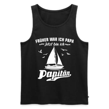 Kapitän Papa Segelboot Papitän - Männer Premium Bio Tank Top - Schwarz - Vorne - Michal (187cm)