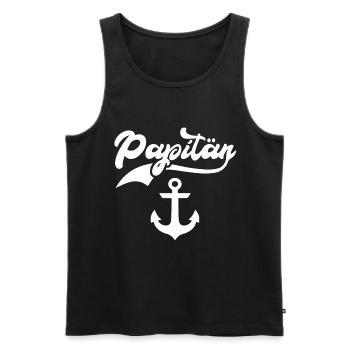 Papitän Kapitän Papa Anker - Männer Premium Bio Tank Top - Schwarz - Vorne - Michal (187cm)