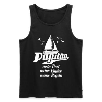 Segeln Papa Papitän Kapitän - Männer Premium Bio Tank Top - Schwarz - Vorne - Michal (187cm)