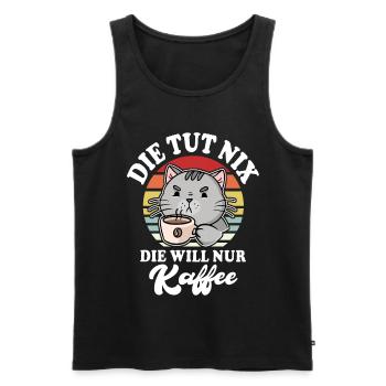 Katze Kaffee Sprüche mit Katzen - Männer Premium Bio Tank Top - Schwarz - Vorne - AI Model Male 178 light (178cm)