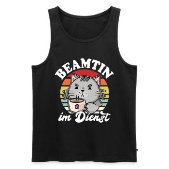 Beamter Katze Kaffee Katzen Beamtin - Männer Premium Bio Tank Top - Schwarz - Vorne - Michal (187cm)