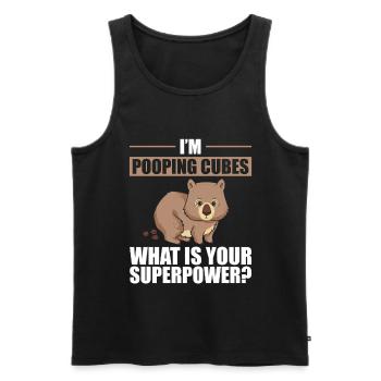 Wombat I Wombats I Animaux qui font caca Portraits - Débardeur bio Premium Homme - noir - Devant - AI Model Male 178 light (178cm)