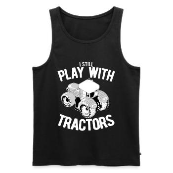 Je joue avec des tracteurs - Idée cadeau tracteur - Débardeur bio Premium Homme - noir - Devant - AI Model Male 178 light (178cm)
