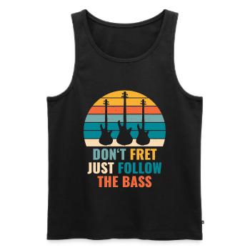 Funny DON'T FRET JUST FOLLOW THE BASS PLAYER - Männer Premium Bio Tank Top - Schwarz - Vorne - Michal (187cm)