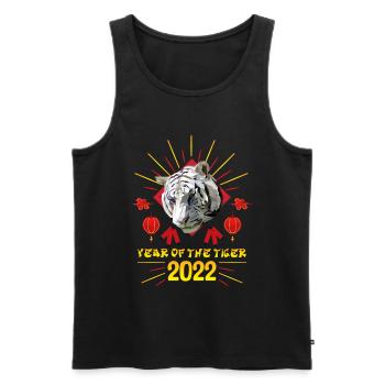 Bonne chance Joyeux Nouvel An chinois du Tigre 2022 - Débardeur bio Premium Homme - noir - Devant - AI Model Male 178 light (178cm)