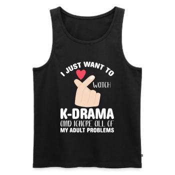 K-Drama Kdrama Drame coréen Corée Hallyu K-Drama - Débardeur bio Premium Homme - noir - Devant - AI Model Male 178 light (178cm)