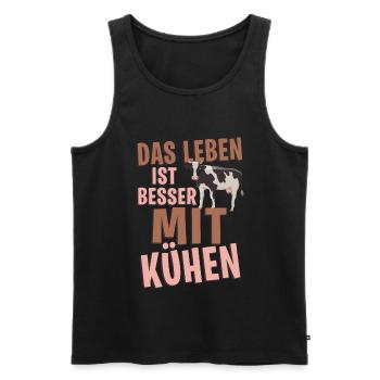 Kuh Kühe Rind Spruch Bauer Landwirt Leben Geschenk - Männer Premium Bio Tank Top - Schwarz - Vorne - Michal (187cm)