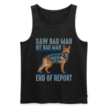 Vu Bad Man Bit Bad Man Chien policier - Débardeur bio Premium Homme - noir - Devant - AI Model Male 178 light (178cm)