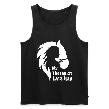 Amoureux des chevaux Fille de cheval Mon thérapeute mange du foin - Débardeur bio Premium Homme - noir - Devant - Michal (187cm)