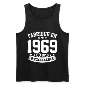 Fabriqué en 1969 53 Ans D'excellence - Débardeur bio Premium Homme - noir - Devant - Michal (187cm)