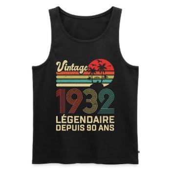 90 Ans Anniversaire Vintage Né(e) en 1932 - Débardeur bio Premium Homme - noir - Devant - Michal (187cm)