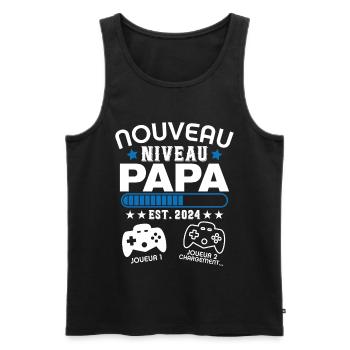 Nouveau papa en 2024 - Cadeau Papa gamer - Débardeur bio Premium Homme - noir - Devant - Michal (187cm)