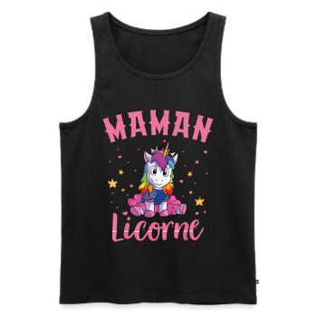 Maman Licorne Femme Cadeau - Débardeur bio Premium Homme - noir - Devant - Michal (187cm)
