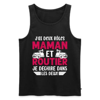 Femme Routière J'ai Deux Rôles Maman Routière - Débardeur bio Premium Homme - noir - Devant - Michal (187cm)