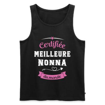 Cadeau Nonna Certifiée Meilleure Nonna du Monde - Débardeur bio Premium Homme - noir - Devant - Michal (187cm)