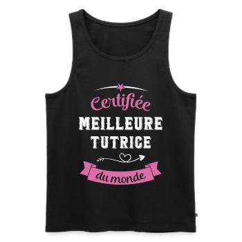 Certifiée meilleure tutrice du monde - Débardeur bio Premium Homme - noir - Devant - Michal (187cm)