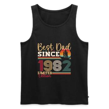 Men's Best Dad Since 1982 Father's Day Gift Fun - Men's Premium Organic Tank Top - black - Front - AI Model Male 178 light (178cm)