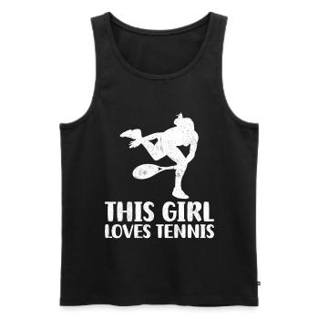 This girl Loves Tennis - Men's Premium Organic Tank Top - black - Front - Michal (187cm)