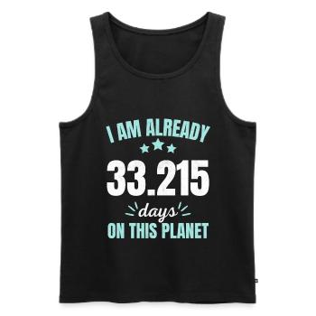 Already 33215 Days On This Planet 91st Birthday - Men's Premium Organic Tank Top - black - Front - Michal (187cm)