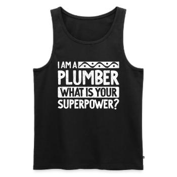 I Am A Plumber What Is Your Superpower - Männer Premium Bio Tank Top - Schwarz - Vorne - Michal (187cm)