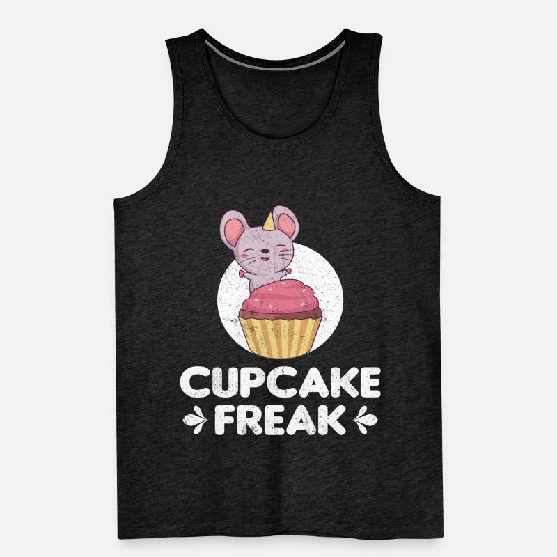 Cupcake Freak Funny Mouse With Cupcake Men's Premium Organic Tank Top
