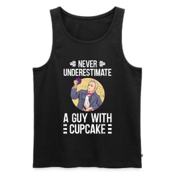Ne sous-estimez jamais un gars avec cupcake - Débardeur bio Premium Homme - noir - Devant - Michal (187cm)