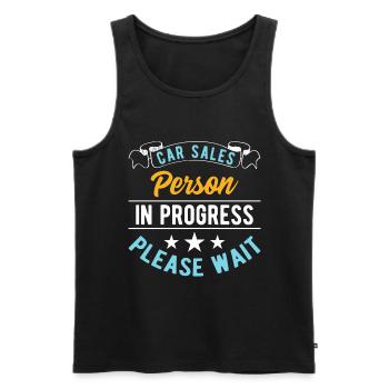 Car Sales Person In Progress Please Wait - Männer Premium Bio Tank Top - Schwarz - Vorne - Michal (187cm)