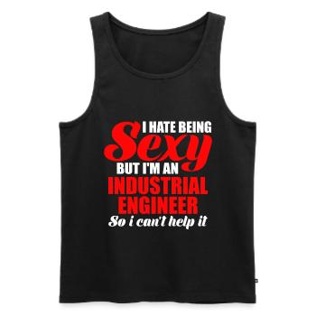 Je déteste être sexy mais je suis ingénieur - Débardeur bio Premium Homme - noir - Devant - Michal (187cm)