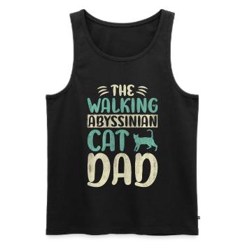 The Walking Abyssinian Cat Dad Kitty Cat Walking - Männer Premium Bio Tank Top - Schwarz - Vorne - AI Model Male 178 light (178cm)