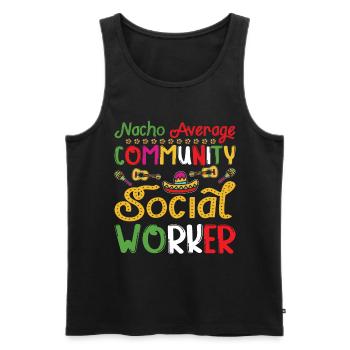 Nacho Average Community Social Worker - Männer Premium Bio Tank Top - Schwarz - Vorne - AI Model Male 178 light (178cm)