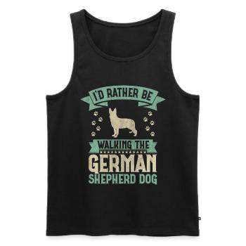 Je préfère promener le chien de berger allemand - Débardeur bio Premium Homme - noir - Devant - Michal (187cm)