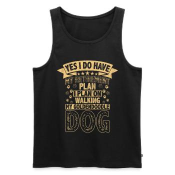 Plan de retraite Promenant mon chien Goldendoodle - Débardeur bio Premium Homme - noir - Devant - Michal (187cm)