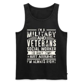 I'm A Military & Veterans Social Worker - Men's Premium Organic Tank Top - black - Front - Michal (187cm)