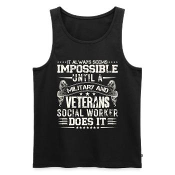 Travailleur social militaire et vétéran - Débardeur bio Premium Homme - noir - Devant - AI Model Male 178 light (178cm)