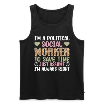 Je suis travailleuse sociale politique - Débardeur bio Premium Homme - noir - Devant - Michal (187cm)