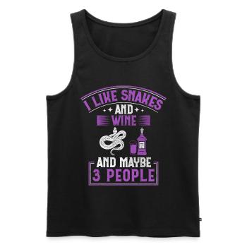 I Like Snakes And Wine And Maybe 3 People Snake - Men's Premium Organic Tank Top - black - Front - AI Model Male 178 light (178cm)