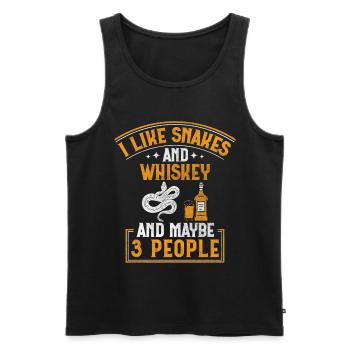 J’aime les serpents et le whisky et peut-être 3 personnes serpent - Débardeur bio Premium Homme - noir - Devant - AI Model Male 178 light (178cm)