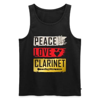 Peace Love Clarinet Music Instrument - Männer Premium Bio Tank Top - Schwarz - Vorne - Michal (187cm)