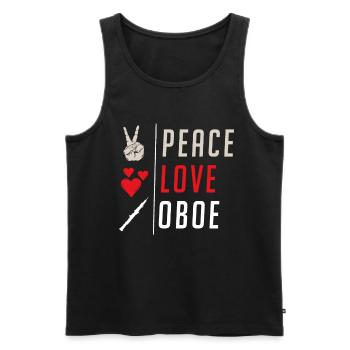 Peace Love Musique de hautbois Joueur de hautbois - Débardeur bio Premium Homme - noir - Devant - AI Model Male 178 light (178cm)