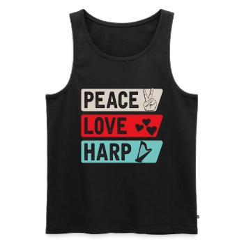 Peace Love Harp Funny Harpist Players - Männer Premium Bio Tank Top - Schwarz - Vorne - Michal (187cm)