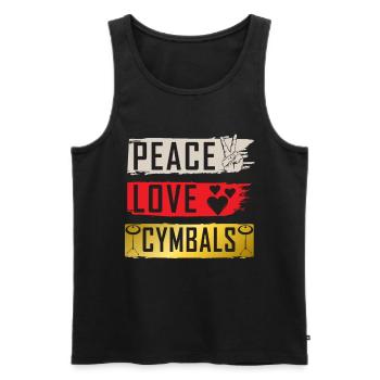 Peace Love Cymbals Bass Drum Instrument - Men's Premium Organic Tank Top - black - Front - Michal (187cm)