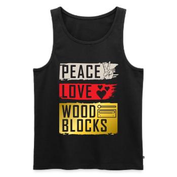 Peace Love Wood Blocks Instrument de musique - Débardeur bio Premium Homme - noir - Devant - Michal (187cm)