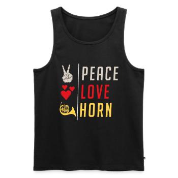 Peace Love Horn Musical Instrument - Männer Premium Bio Tank Top - Schwarz - Vorne - Michal (187cm)