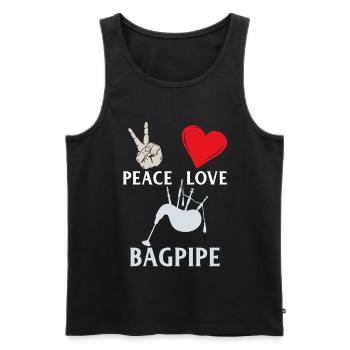 Peace Love Bagpipe Music Instrument - Männer Premium Bio Tank Top - Schwarz - Vorne - Michal (187cm)