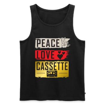 Peace Love Cassette Music Instrument - Männer Premium Bio Tank Top - Schwarz - Vorne - Michal (187cm)