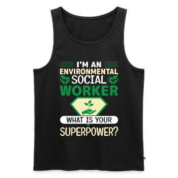 Emploi de travailleur social environnementaliste Environnementaliste - Débardeur bio Premium Homme - noir - Devant - Michal (187cm)